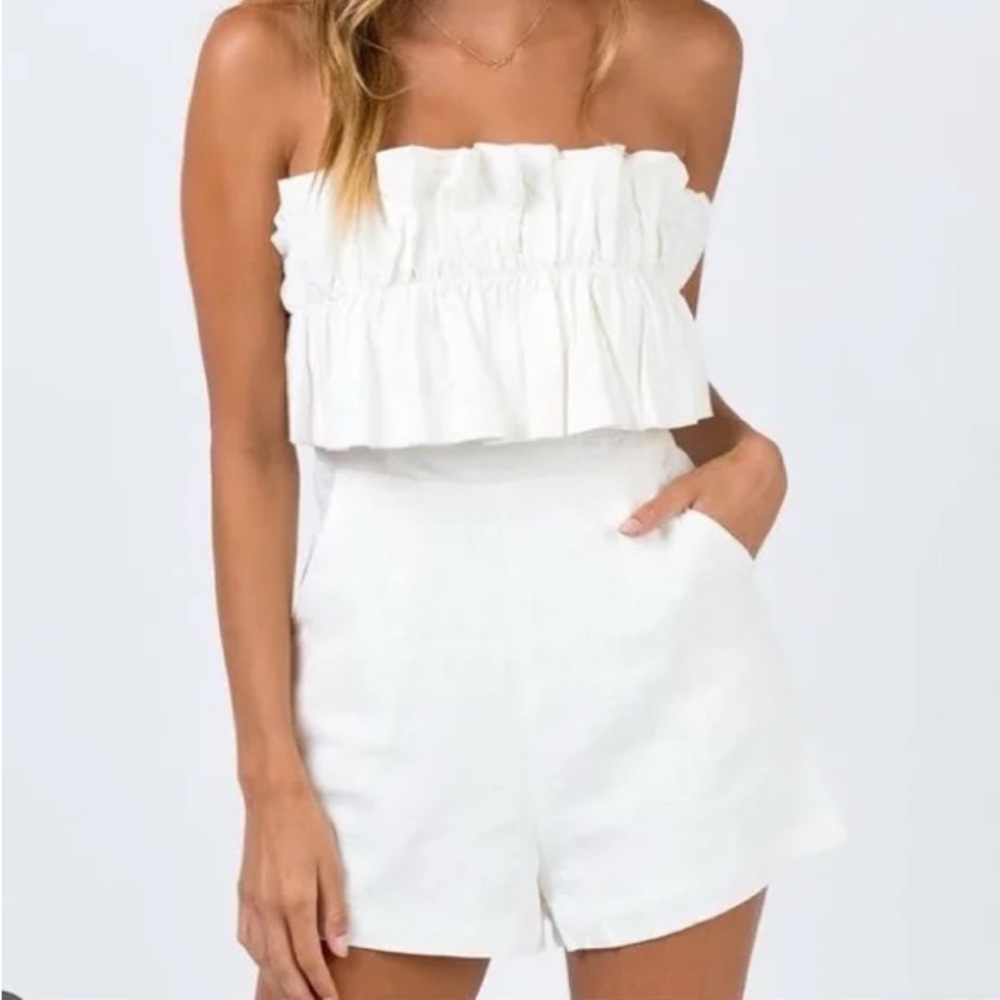 White Strapless Romper